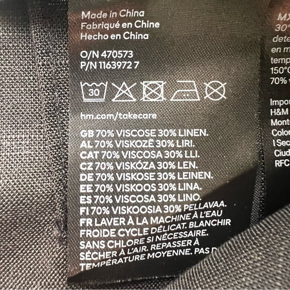 H&M Black LINEN-BLEND WRAP-FRONT SKIRT - Picture 7 of 7